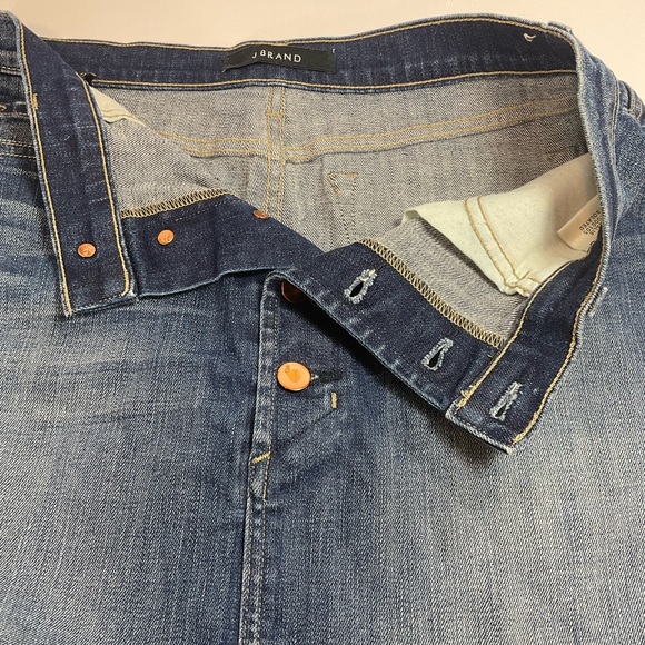J. Brand Rosalie Mini Denim Skirt Button Fly in Dark Wash - Picture 6 of 9